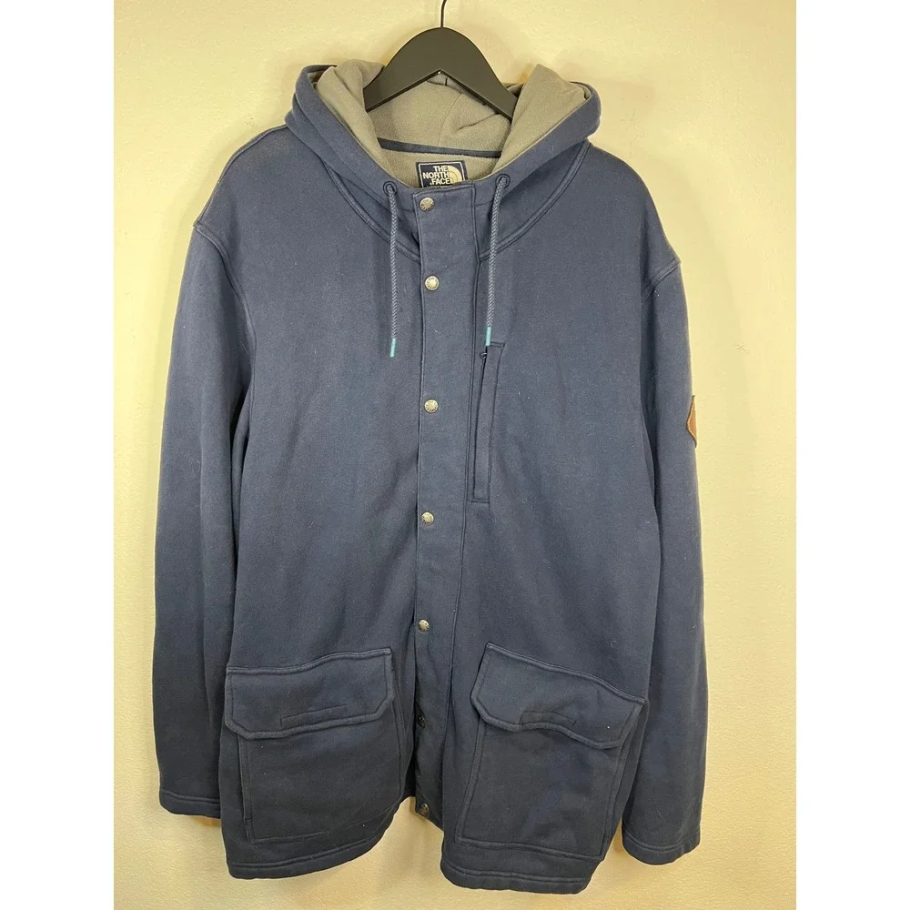 The North Face Mens Heavyweight Fleece Lined Hoodie Jacket Navy Blue XXL